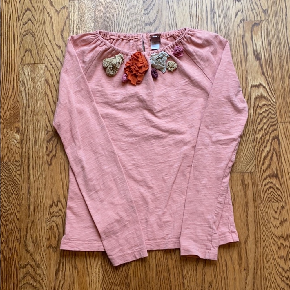 Tea collection cotton top with floral collar